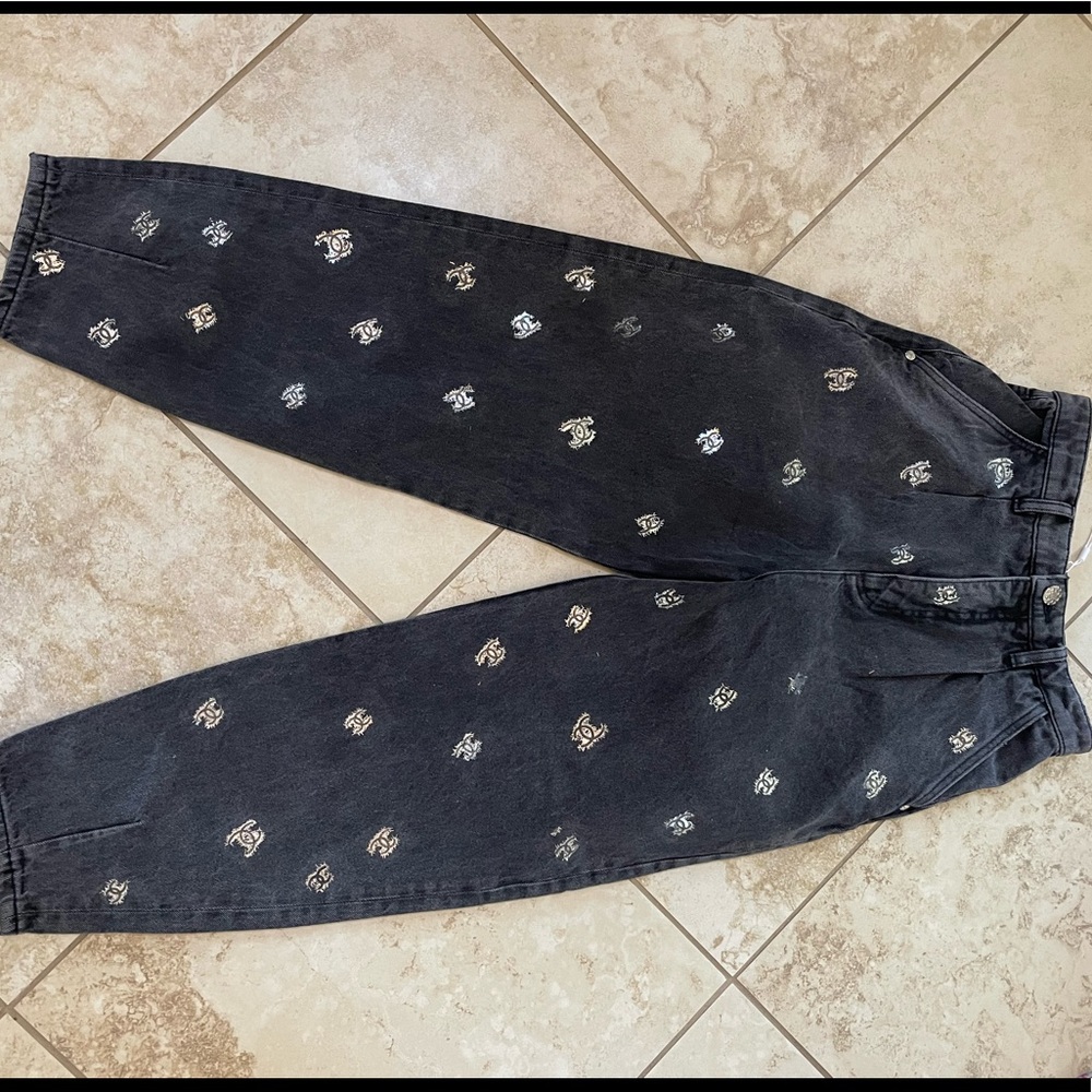 Vintage Chanel washed grey denim jeans 38